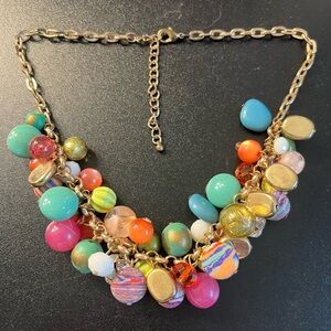 Tutti Fruity Gum Drop Candyland Gold Tone Chunky Bead Beach Resortwear Necklace